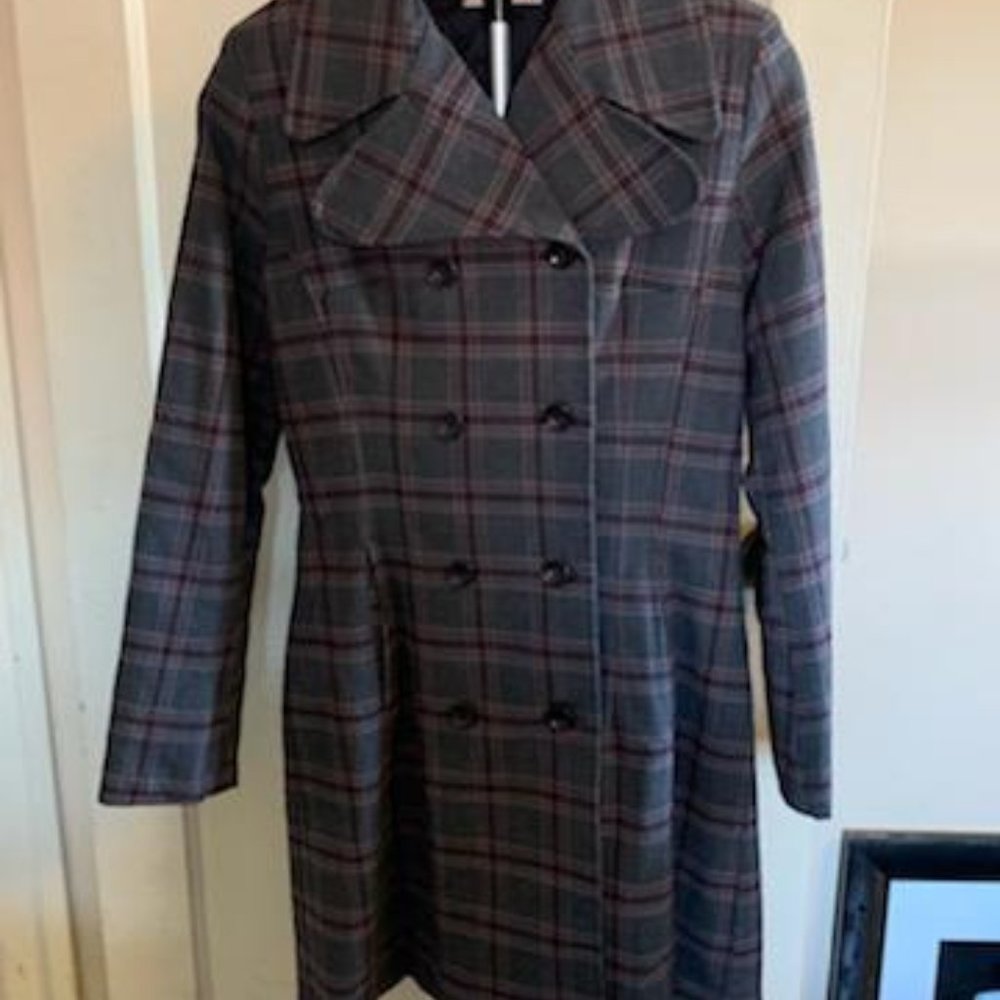 FHORI Grey Plaid Walking Coat